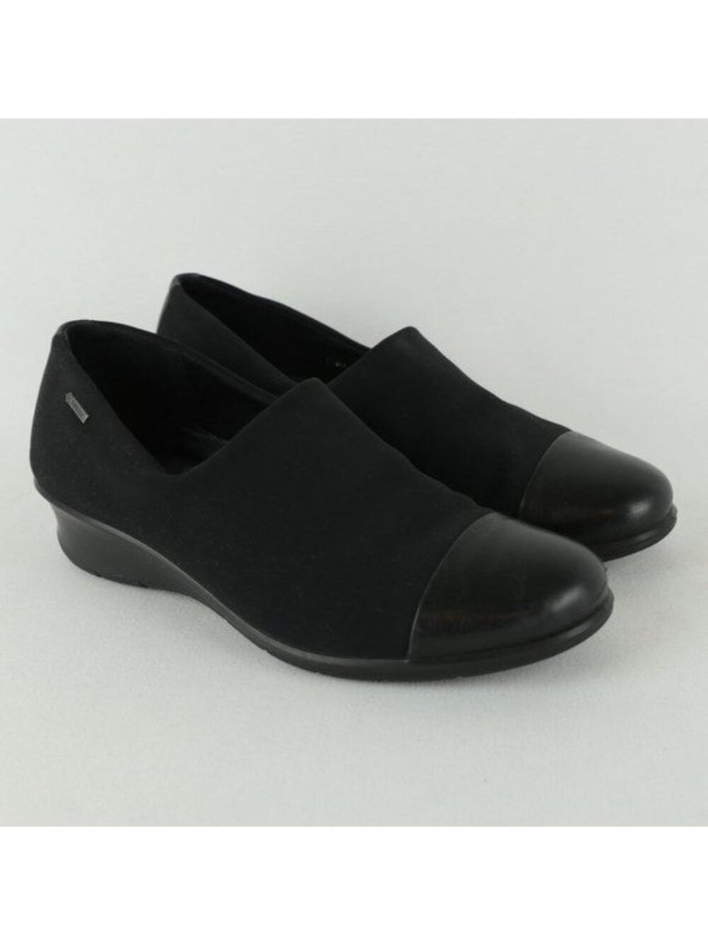 Ecco Felicia GTX Women's Size 37 Black Waterproof Textile Slip On Wedge Loafers